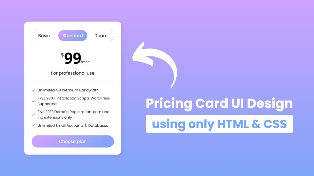 Animated Pricing Card Design using HTML & CSS 1 Animated Pricing Card Design using HTML & CSS