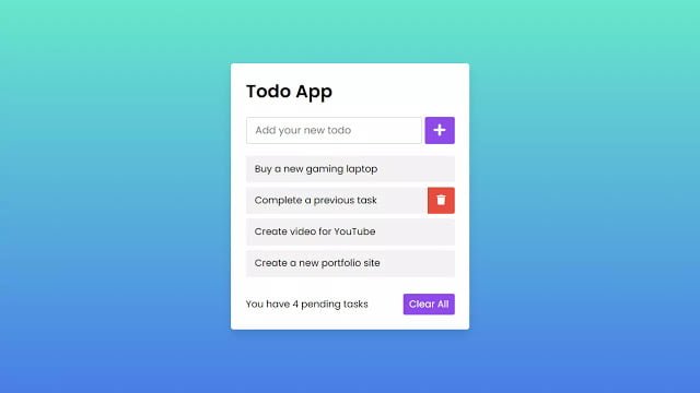 Todo List App using HTML CSS & JavaScript