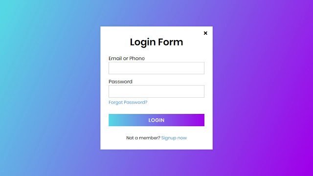 Popup Login Form Design in HTML & CSS Popup Login Form Design in HTML & CSS