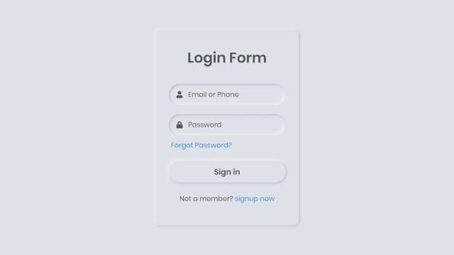 Neumorphism Login Form UI Design using HTML and CSS Neumorphism Login Form UI Design using HTML and CSS